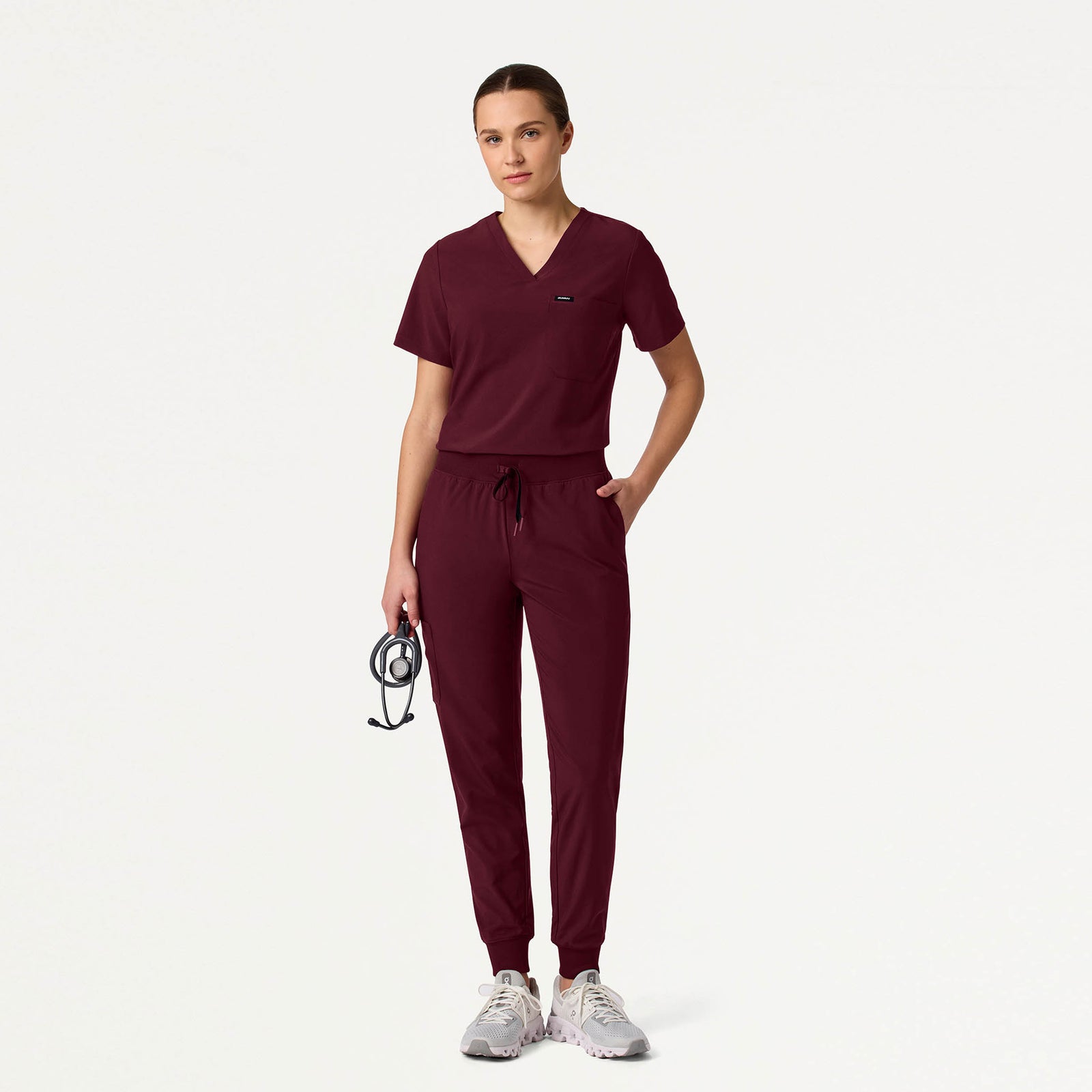 Harlow Slim 1-Pocket Scrub Top - Burgundy