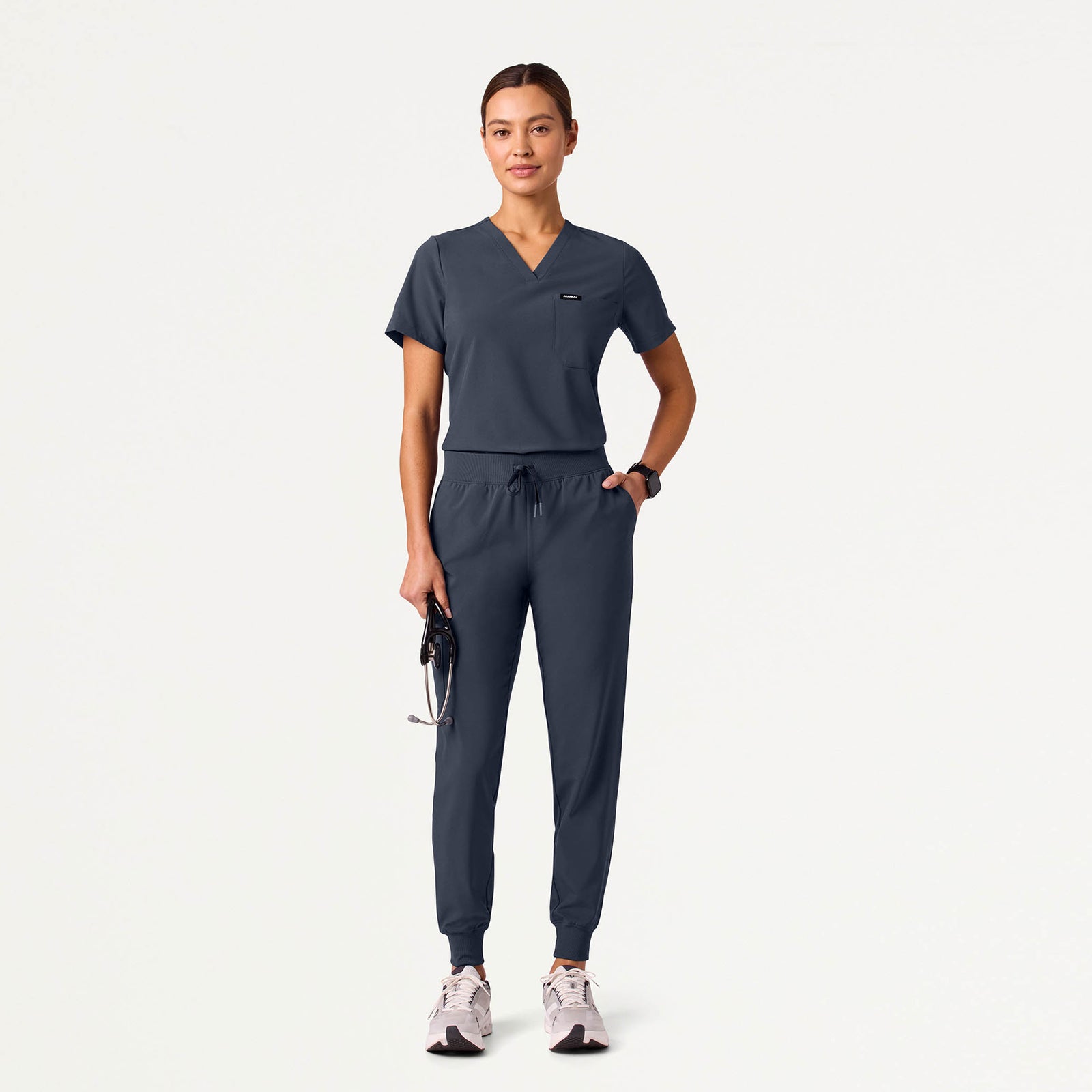 Harlow Slim 1-Pocket Scrub Top - Carbon Gray